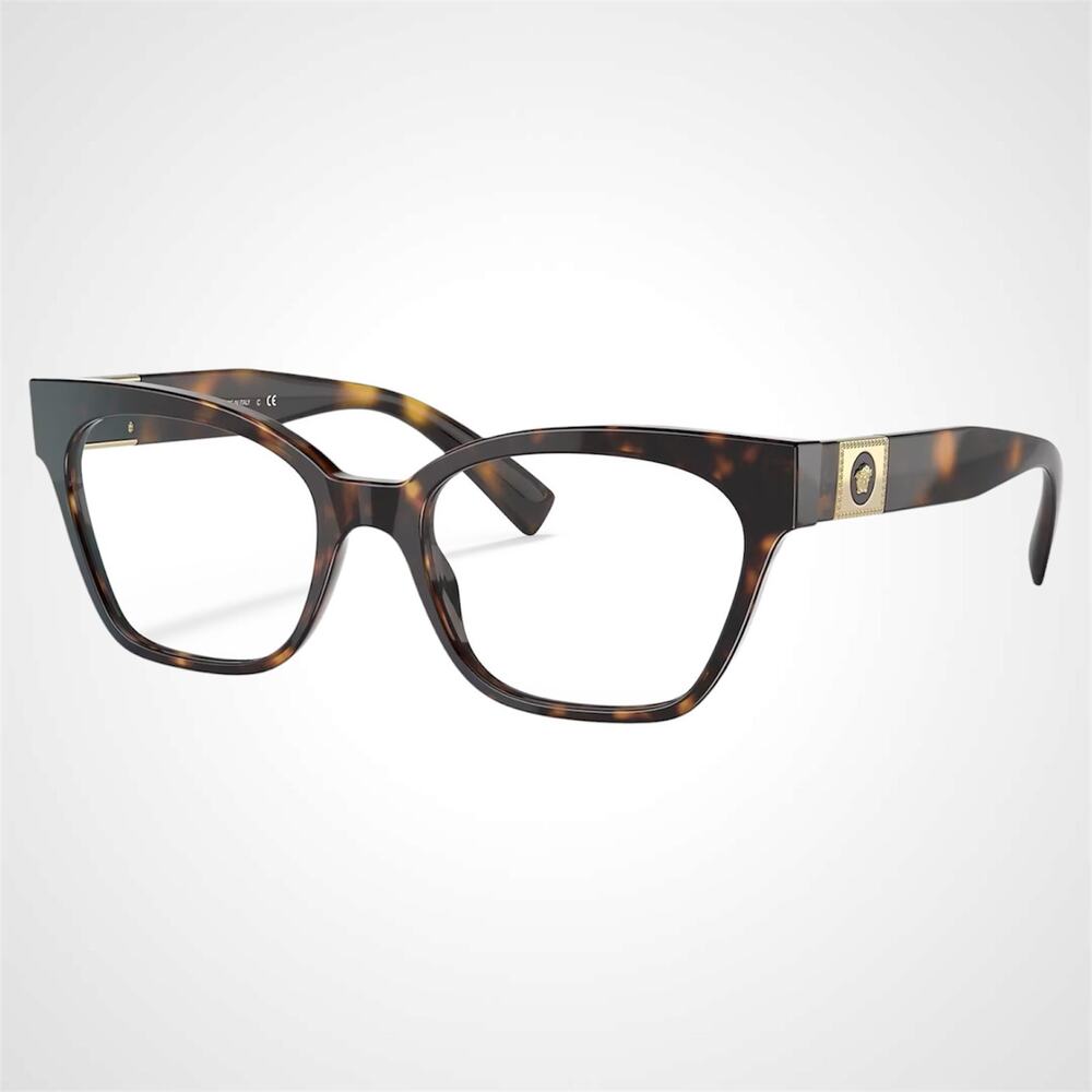 New VERSACE Eyeglasses Brown Cat Eye 53-18-140mm Gold Medusa Versace